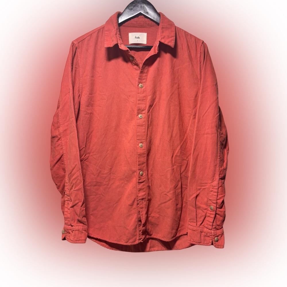 Folk Clothing Owen Solid Colour Red Corduroy Over Shirt Men’s Size 3 ,M